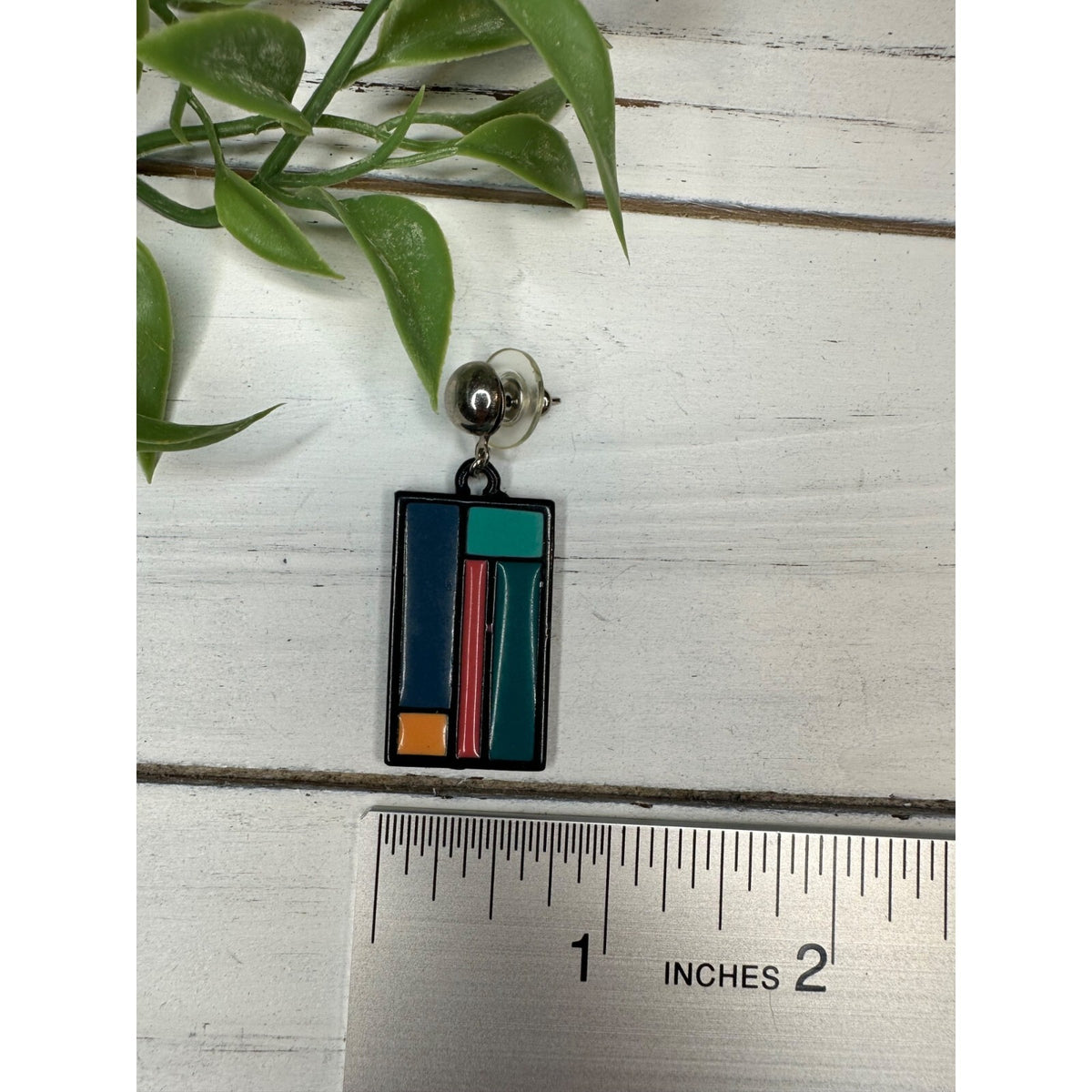 80s Inspired Rectangular Artistic Earrings