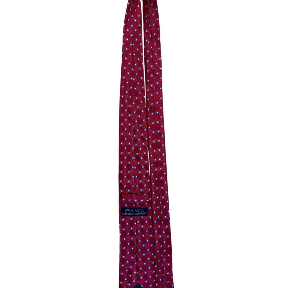 Jos A Bank Mens Red Silk Geometric Tie Executive Collection Blue Pattern