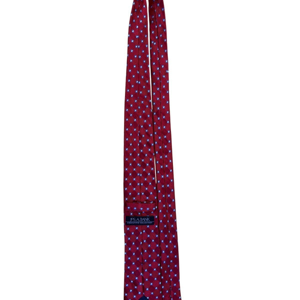 Jos A Bank Mens Red Silk Geometric Tie Executive Collection Blue Pattern