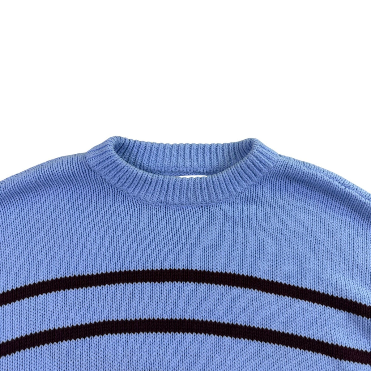 Loft Womens Light Blue & Brown Knit Striped Pullover Sweater Size XL