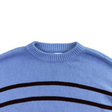 Loft Womens Light Blue & Brown Knit Striped Pullover Sweater Size XL