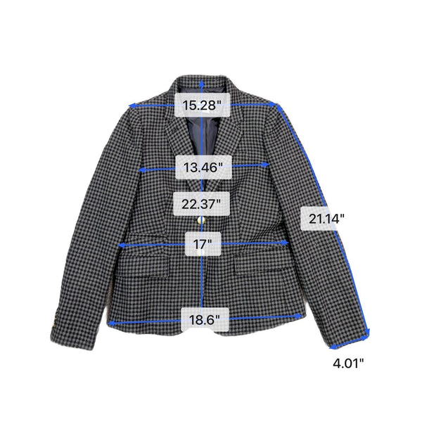 J. Crew Womens Black Houndstooth Wool Blend Blazer With Gold Button Size 4