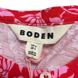 Boden Womens Red Elsa Smocked Yoke Jersey Shirt Long Sleeve Top Sz US 4 - New