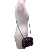 Women’s Black Multicolor Woven Satin Clasp Closure  Crossbody Purse Bag