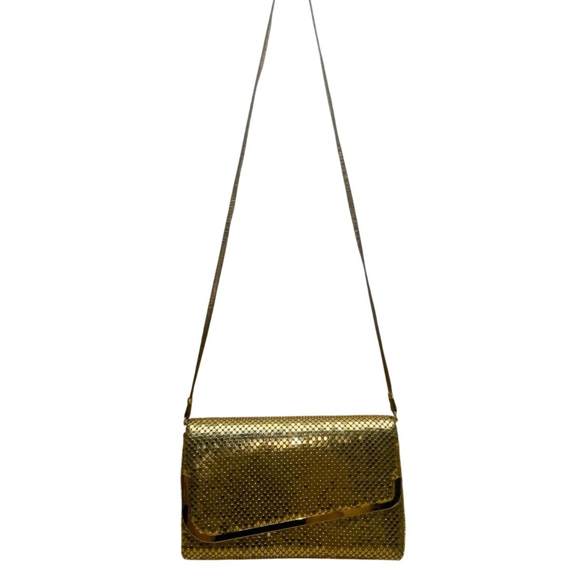 Vtg La Regale Women’s Gold Metal Mesh Shoulder Strap asymmetrical Evening Clutch
