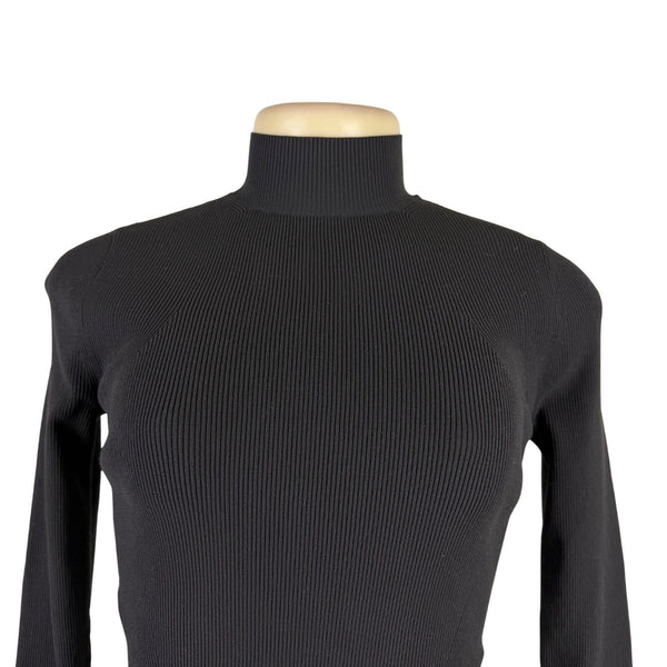 Lululemon Women Black Nylon Blend Ribbed Long Sleeve Open Back Cropped Top Sz M