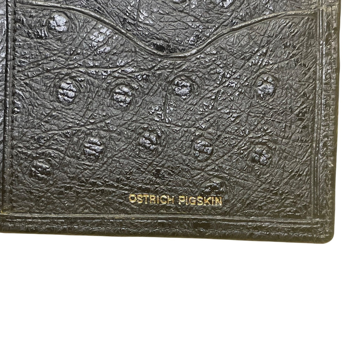 Ostrich Pigskin Black Bi-Fold Embossed Leather With Multiple Card Slots Wallet