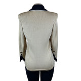 St. John Women's Beige & Black Knit Blazer Jacket Button Front Size 4
