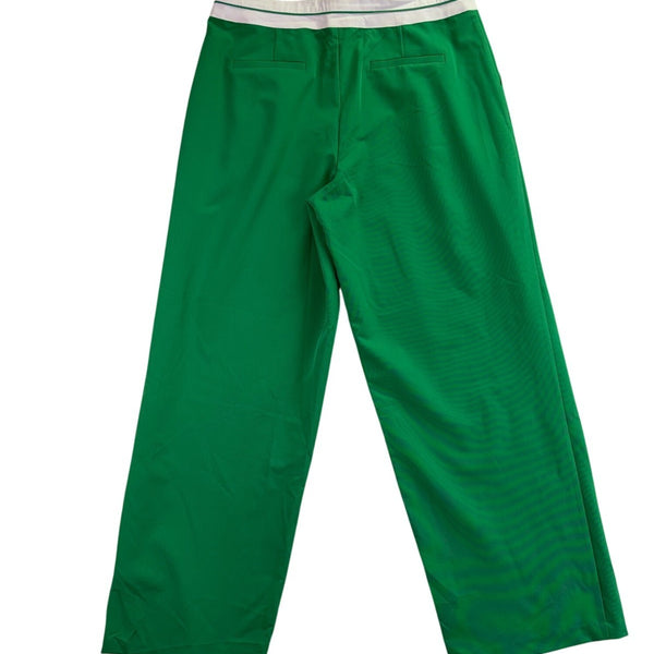 WAYF Womens Green Polyester Wide-Leg Pants Comfortable Elastic Waistband Size L