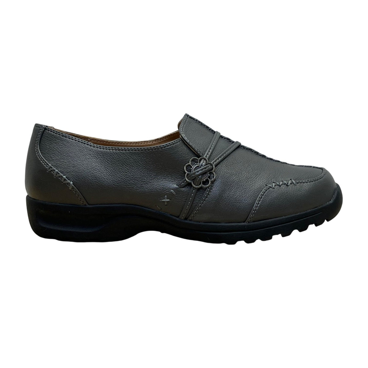 Comfortview Women’s Gray Slip On Low Wedge Natalia Loafers Shoes Size 9.5W