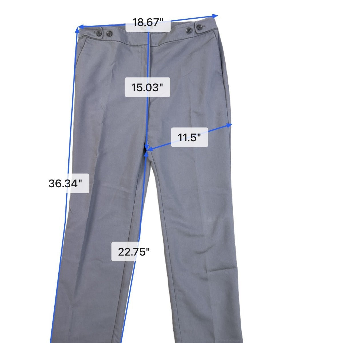 Ann Taylor Womens Light Gray Dress Pants Flat Front Button Details  Size 12