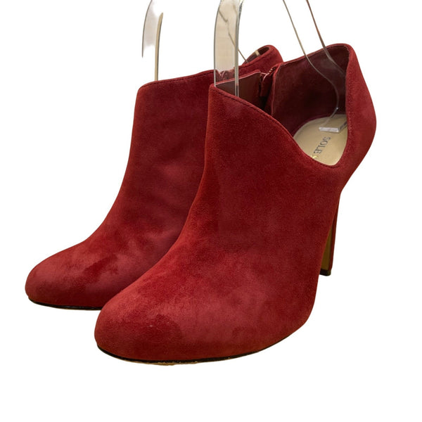 Sole Society Women’s Red Leather Side Zipper High-Heel Helena Booties Size 7.5