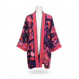 Bob Mackie Womens Multicolor Floral Kimono Jacket  Vibrant Pattern Size L
