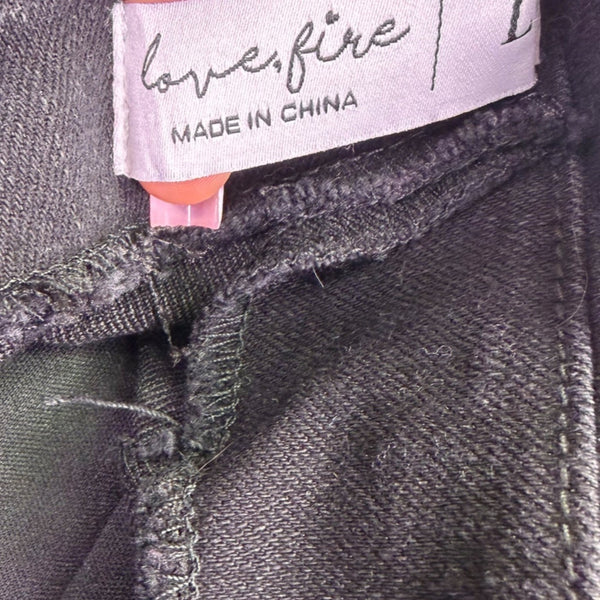 Love Fire Womens Black Cotton Blend Halter Pleated Stylish Fit Size L 