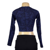 Gymshark Womens Blue Nylon Blend Cropped Camo Long Sleeve Top XS