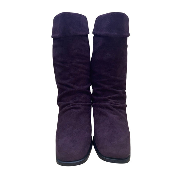 Markon Women’s Purple Suede Foldover Mid-Calf Simon Boots Size 7M