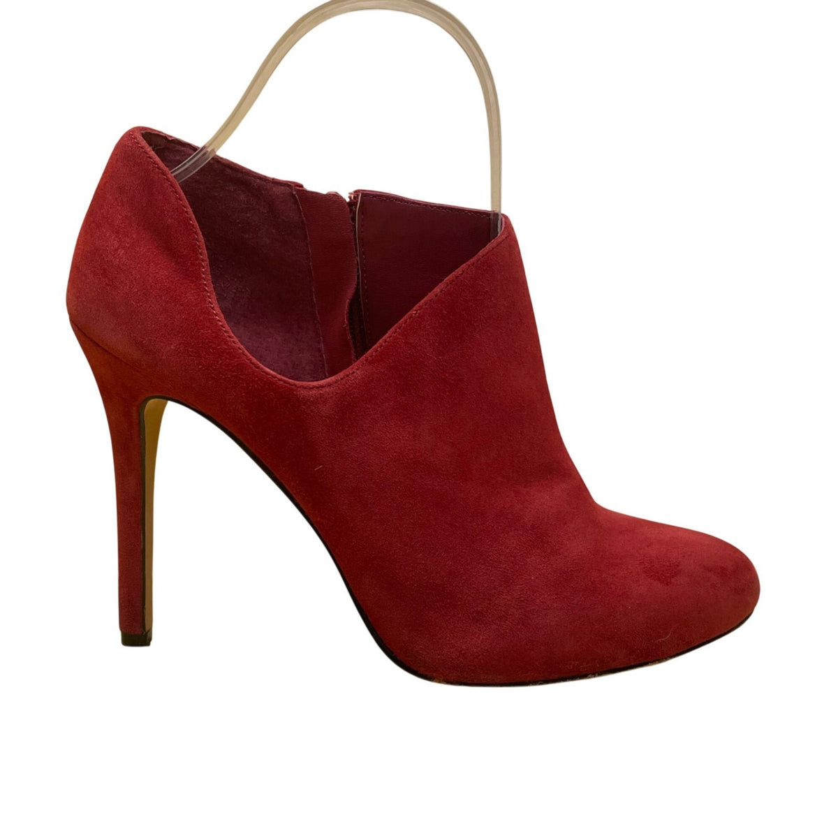 Sole Society Women’s Red Leather Side Zipper High-Heel Helena Booties Size 7.5