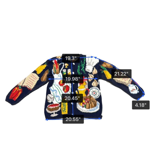 The Eagles Eye Womens Navy Food-Themed Cardigan Large Vibrant Graphics