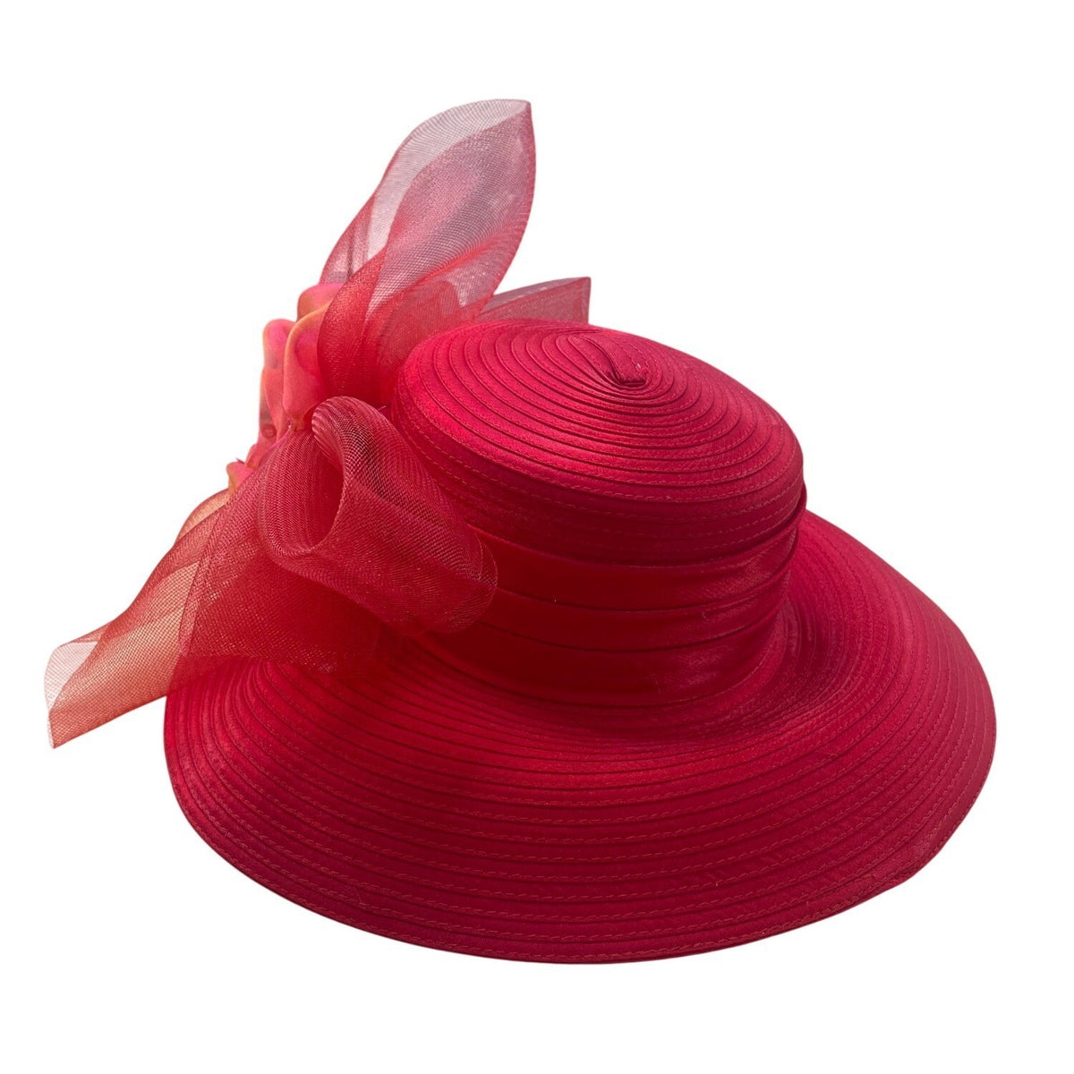 Whittall & Shon Womens Red Dress Hat With Decorative Flower