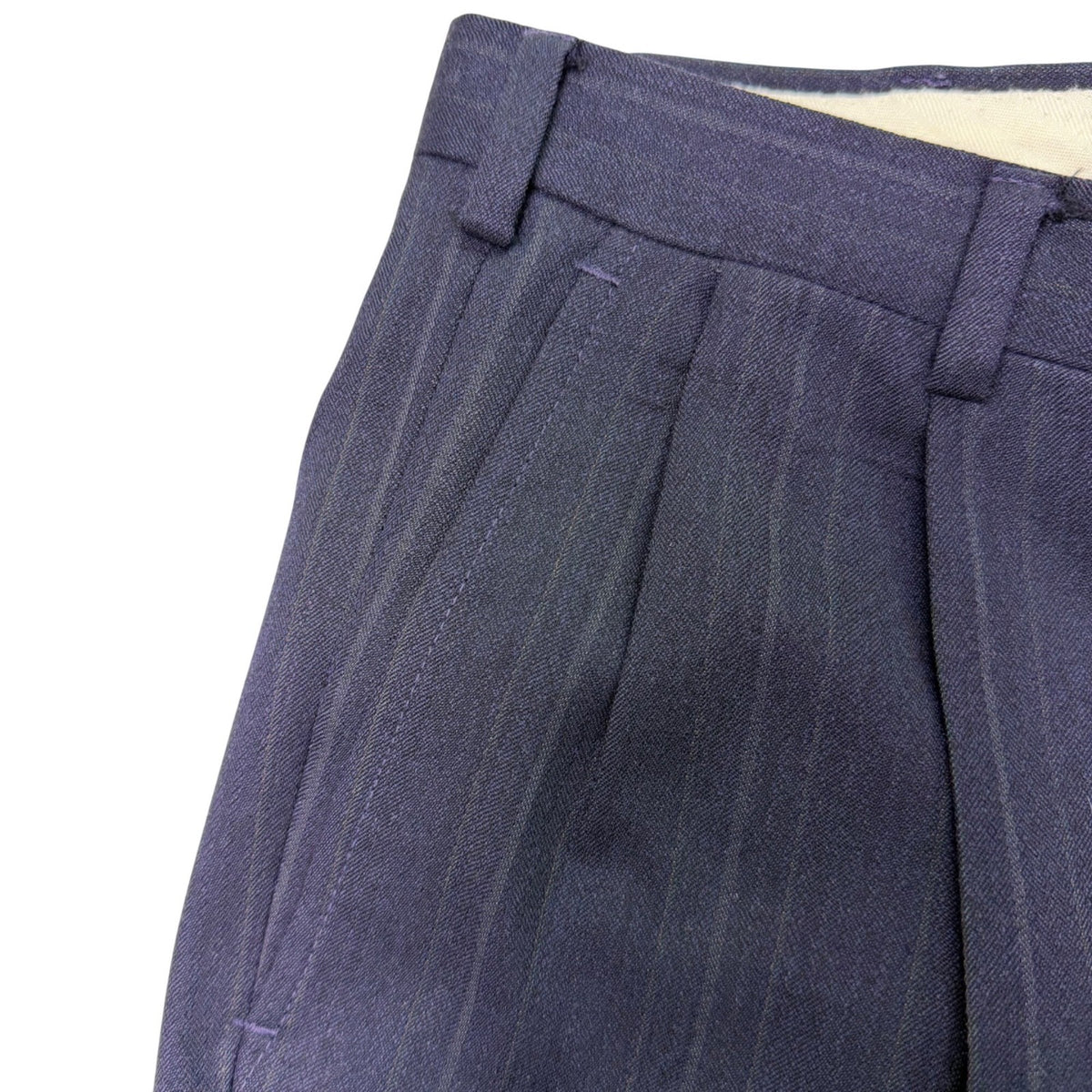 Christian Mens Navy Virgin Wool Pinstripe Suit Jacket & Pants Two Piece Set