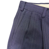Christian Mens Navy Virgin Wool Pinstripe Suit Jacket & Pants Two Piece Set