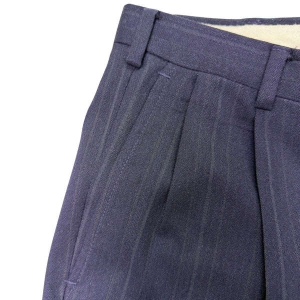 Christian Mens Navy Virgin Wool Pinstripe Suit Jacket & Pants Two Piece Set