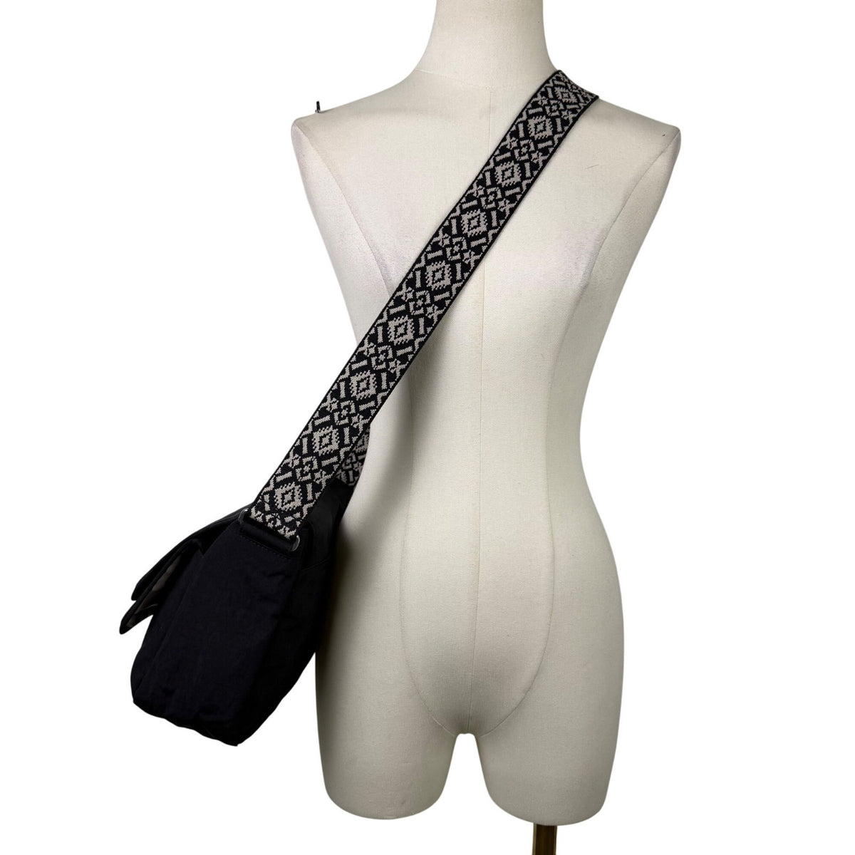 Kipling Womens Black Nylon Adjustable Strap With Patterned Strap Crossbody Bag