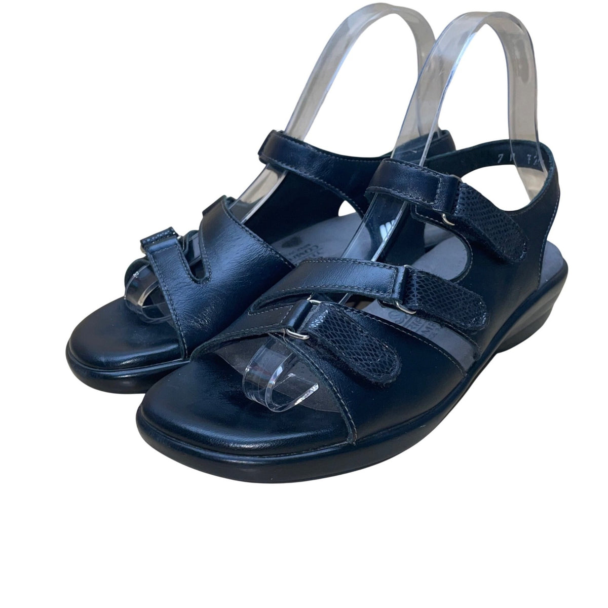 SAS Women’s Black Leather Adjustable Strap Tripad Comfort Sandals Size 7M