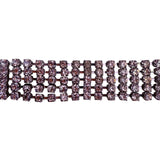 Vintage Silver Tone Womens Rhinestone Bracelet 5 Rows Adjustable Elegant Shiny