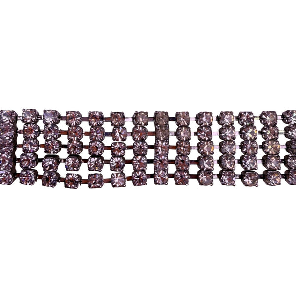 Vintage Silver Tone Womens Rhinestone Bracelet 5 Rows Adjustable Elegant Shiny