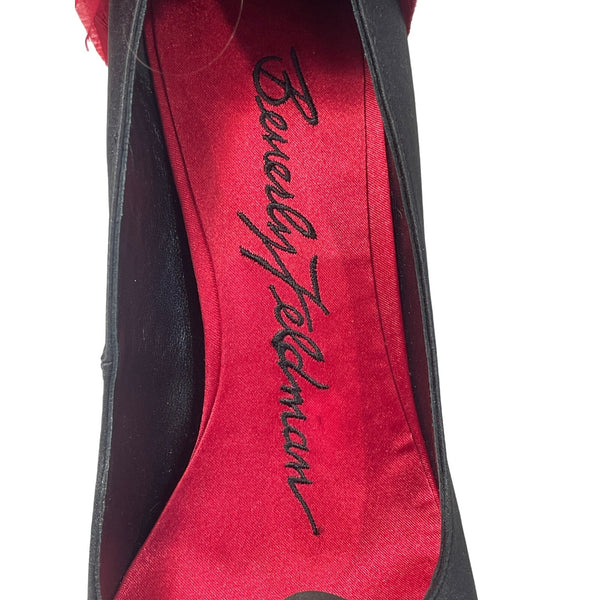 Beverly Feldman Women's Black Peep Toe Platforms 4.5in Heel Sz 8 (EU 38)