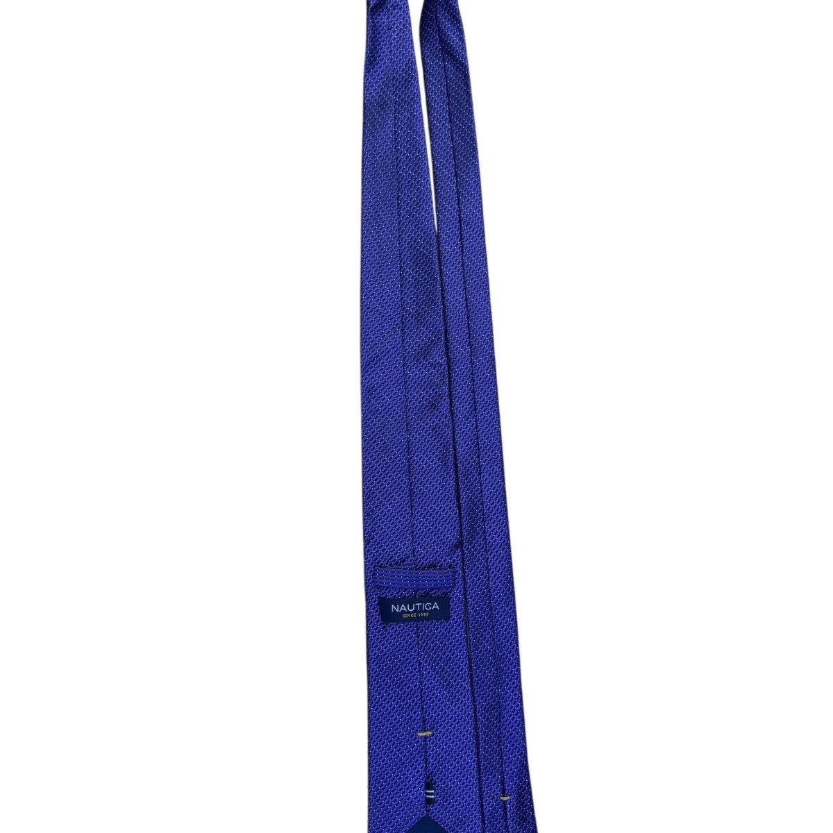 Nautica Mens Blue Silk Checkered Necktie Woven Pattern