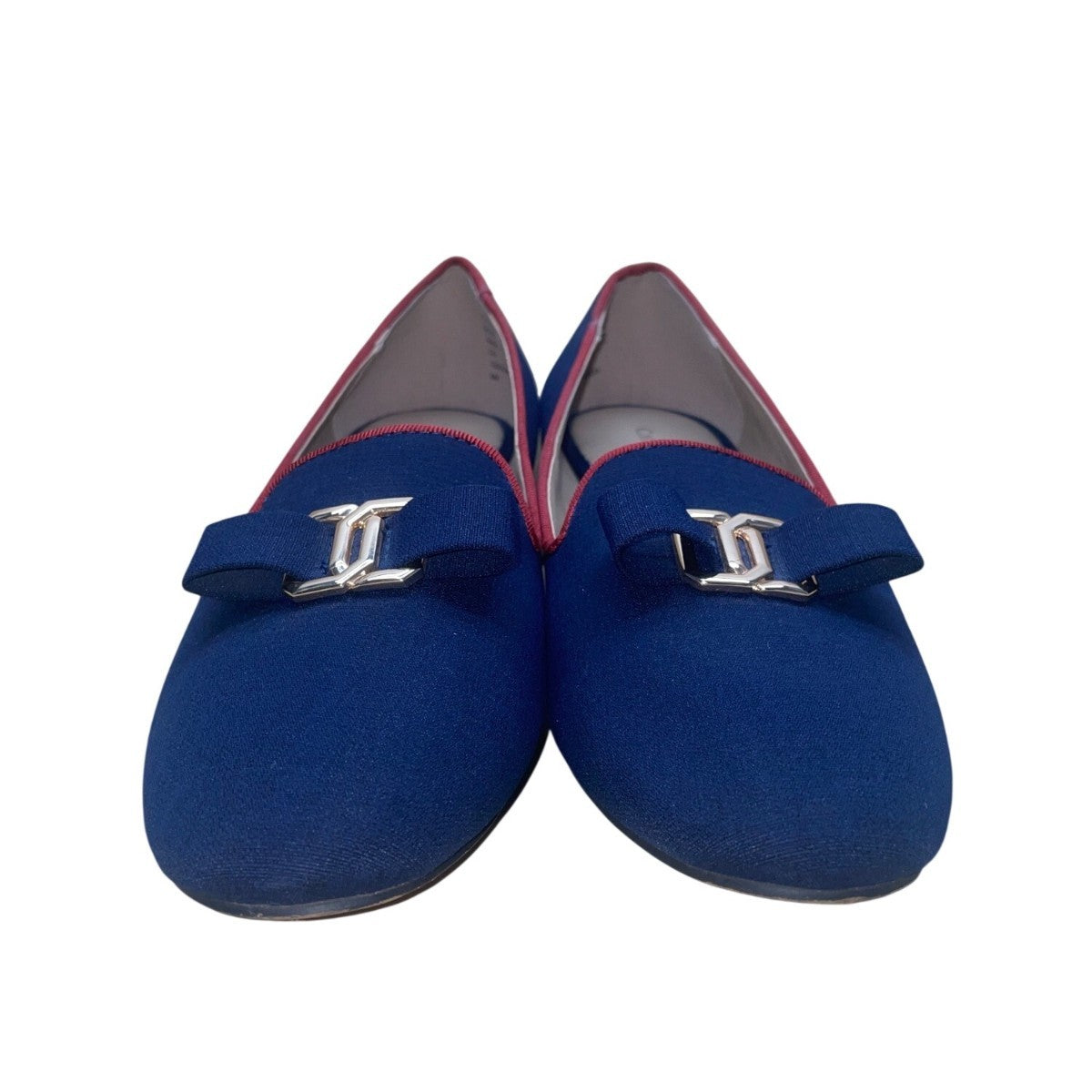 Charter Club Women’s Navy & Red Bow Detail Slip-On Block Heel Loafers Size 8M