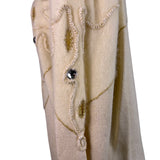 Vintage Madeleine Womens Ivory Embellished Cardigan Long Sleeve Open Front Sz L