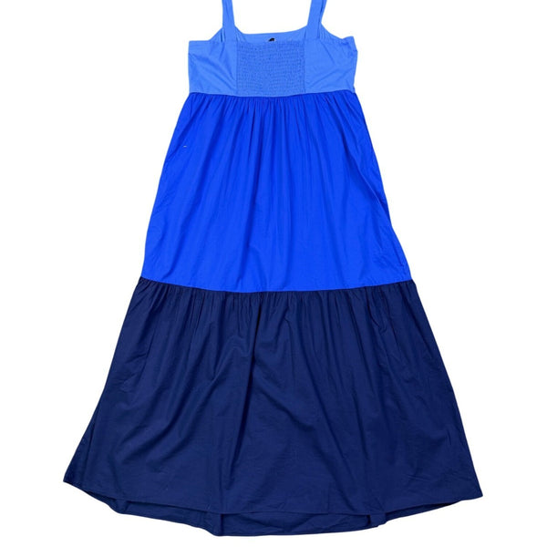 Loft Womens Blue Colorblock Maxi Dress Sleeveless Casual Style Size M