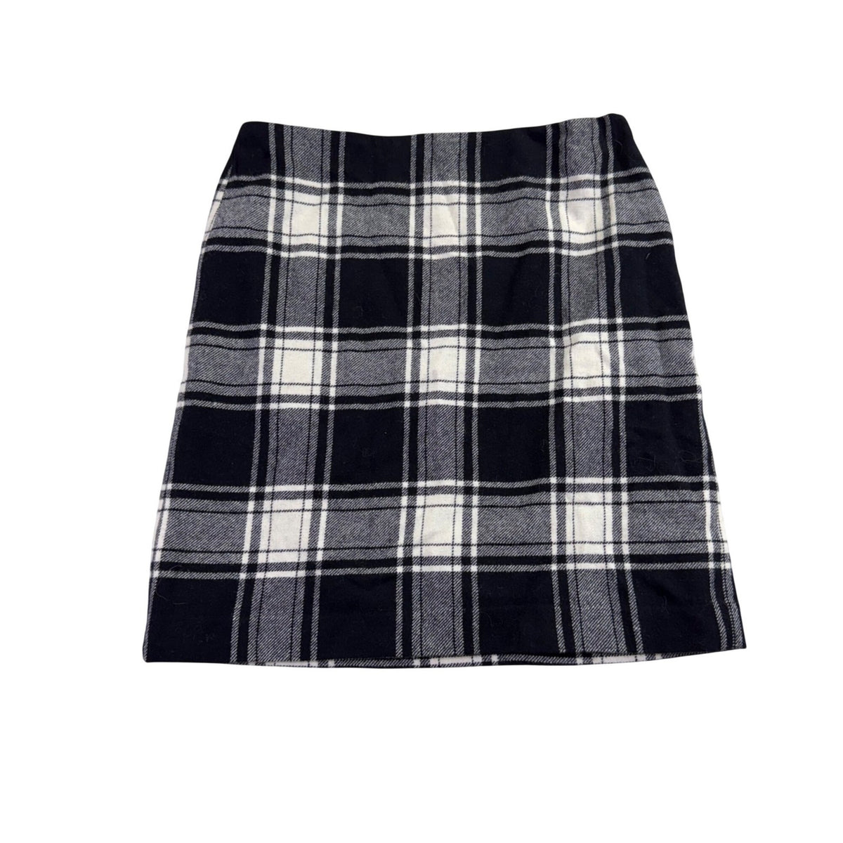 Talbots Womens Black & White Wool Blend Plaid Skirt Fully Lined Size 10