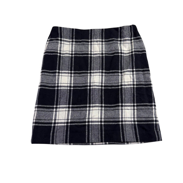 Talbots Womens Black & White Wool Blend Plaid Skirt Fully Lined Size 10