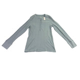 Aerie Womens Sage Green Cotton Blend Waffle Knit Henley Long Sleeve Top Size XL