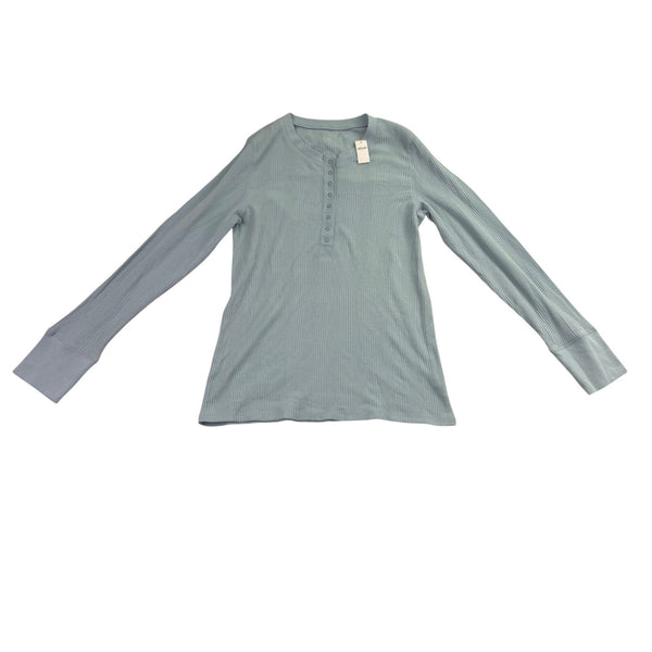 Aerie Womens Sage Green Cotton Blend Waffle Knit Henley Long Sleeve Top Size XL