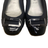 Anne Klein Women’s Black Fabric Patent Cap Toe Buckle Detail Iflex Flats Size 7M