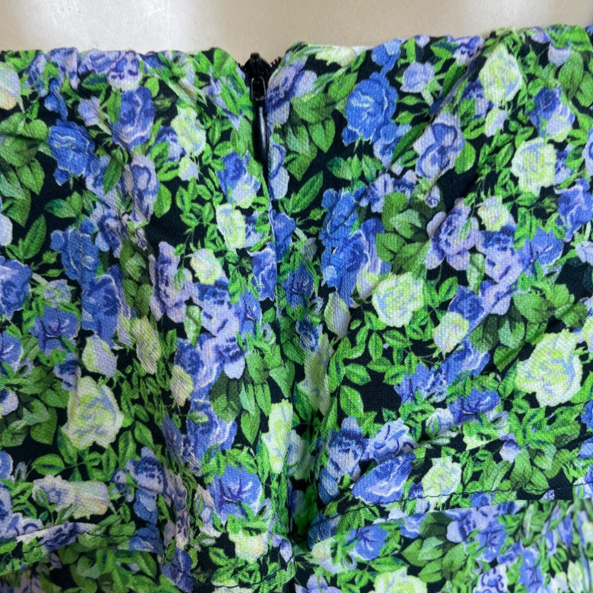 Hit Women's Green Floral Print Midi Loupette Sleeveless Dress Sz M