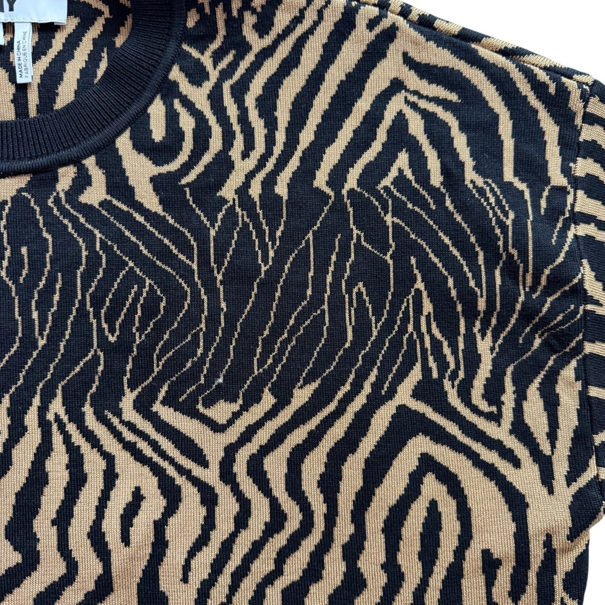 DKNY Womens Beige & Black Animal Print Sweater Size S