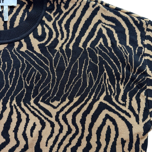 DKNY Womens Beige & Black Animal Print Sweater Size S