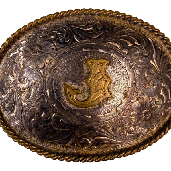 Montana Silversmiths Mens Two Tone Sterling Silver-Plate Belt Buckle Western
