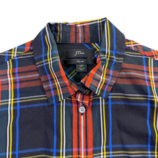 J.Crew Womens Multi-Color Plaid Slim-Fit Button-Up Long Sleeve Shirt Size 0P
