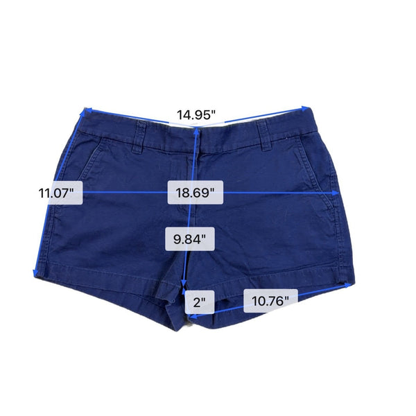 J.Crew Navy Blue Cotton Chino Shorts Womens Casual Summer Wear Size 4