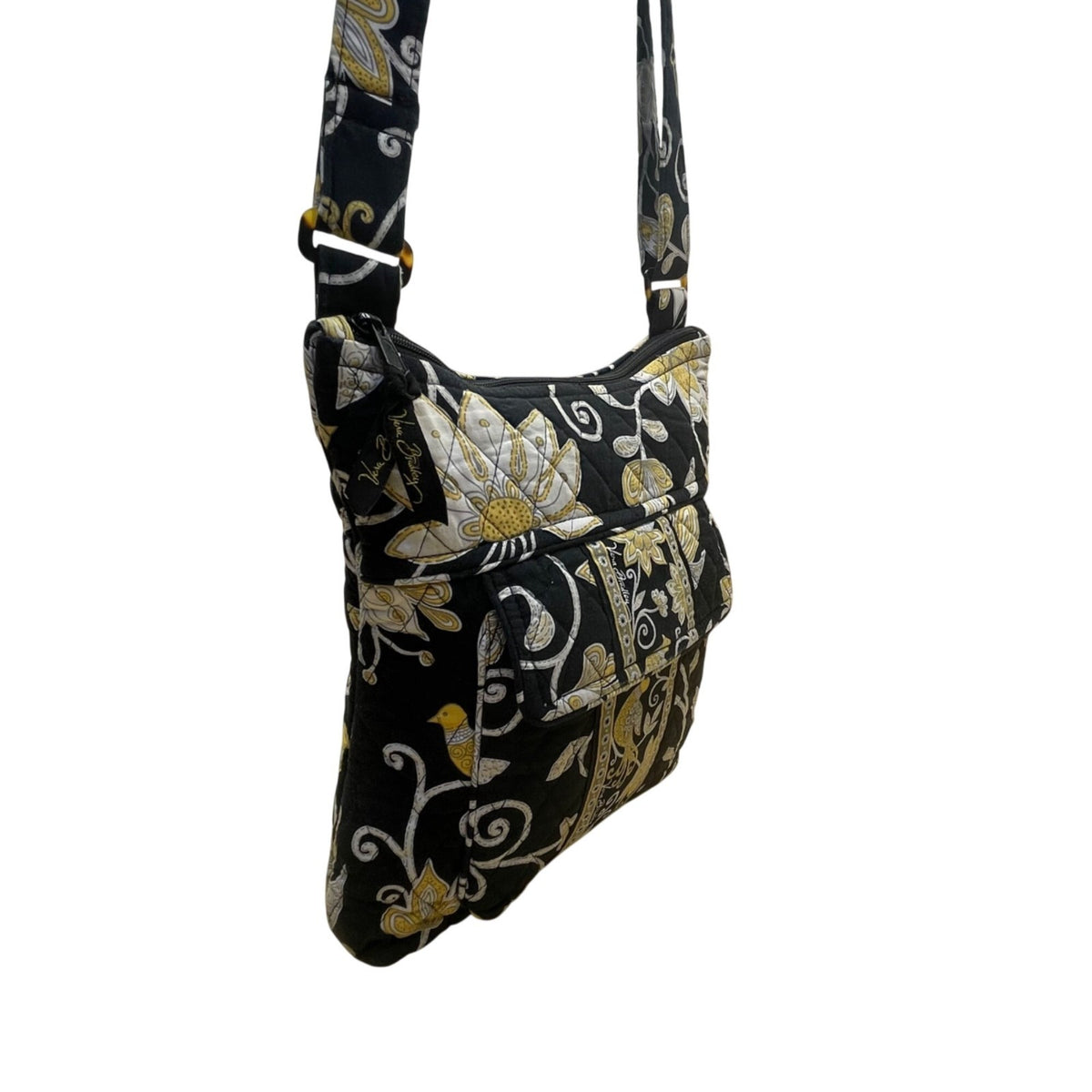 Vera Bradley Women’s Black Floral Quilted Adjustable Strap Crossbody Bag