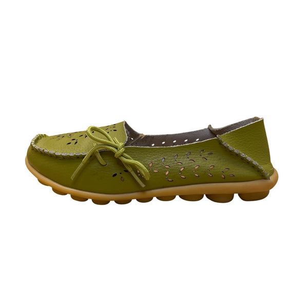 VenusCelia Women’s Green Leather Slip-On Flat Loafers Sz EU39 / US8.5