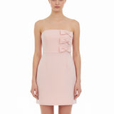 Aqua Womens Pink Polyester Strapless Mini Dress With Bow Accents Size S