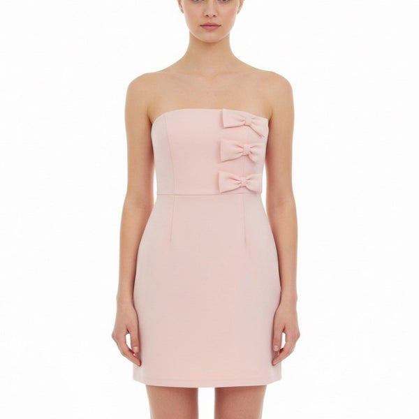 Aqua Womens Pink Polyester Strapless Mini Dress With Bow Accents Size S